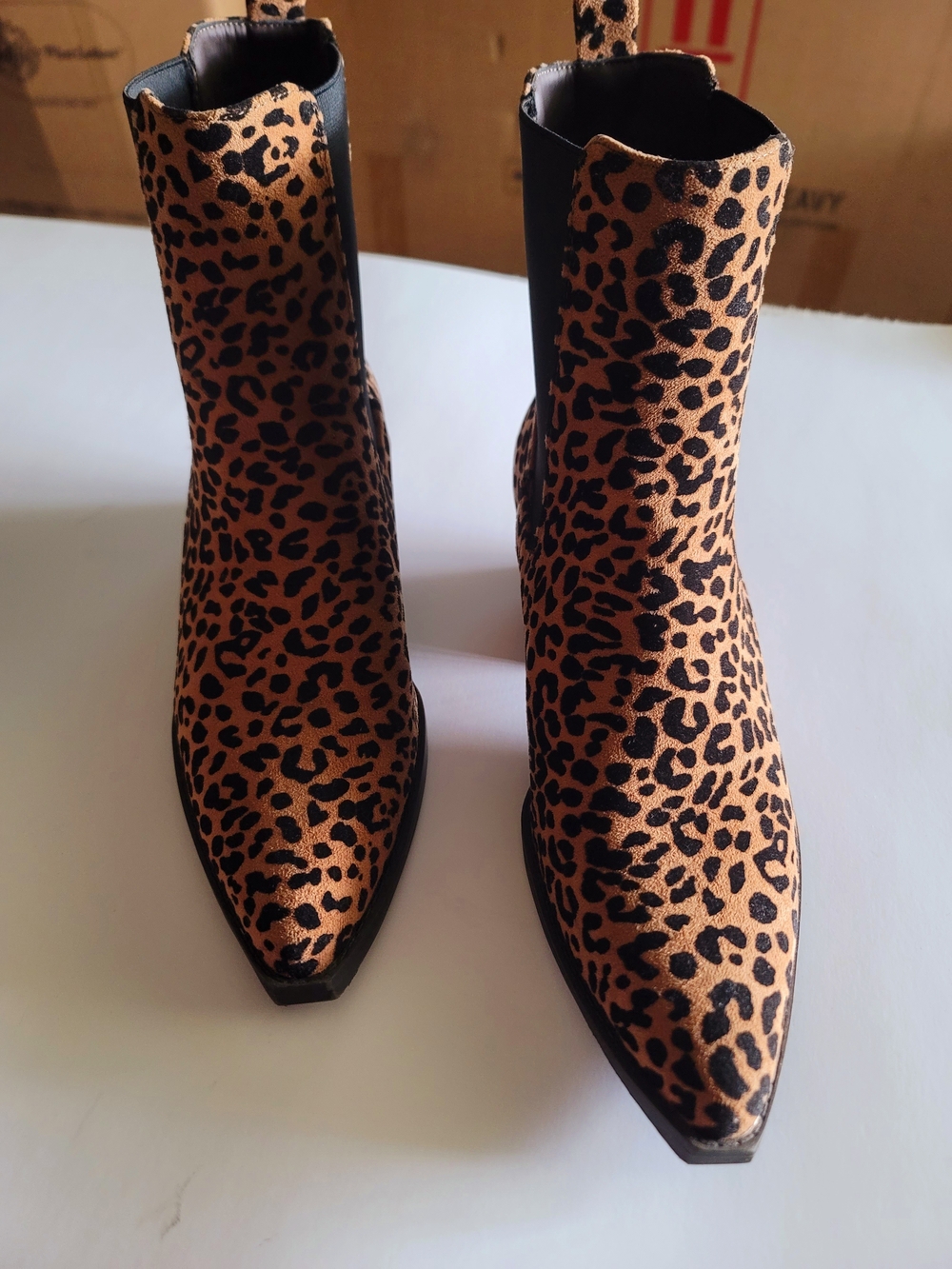 Leopard Print Pointed Toe Ankle Booties
